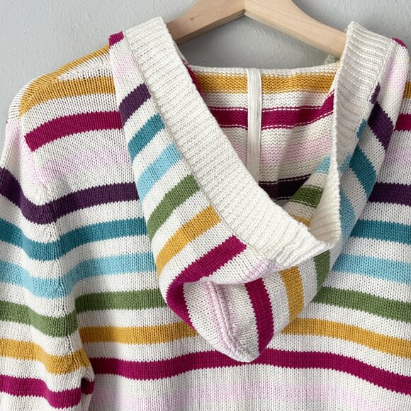 Aeropostale Rainbow Stripe Hooded Sweater Size XL Pullover Buttons NWT Y2K - Picture 8 of 11
